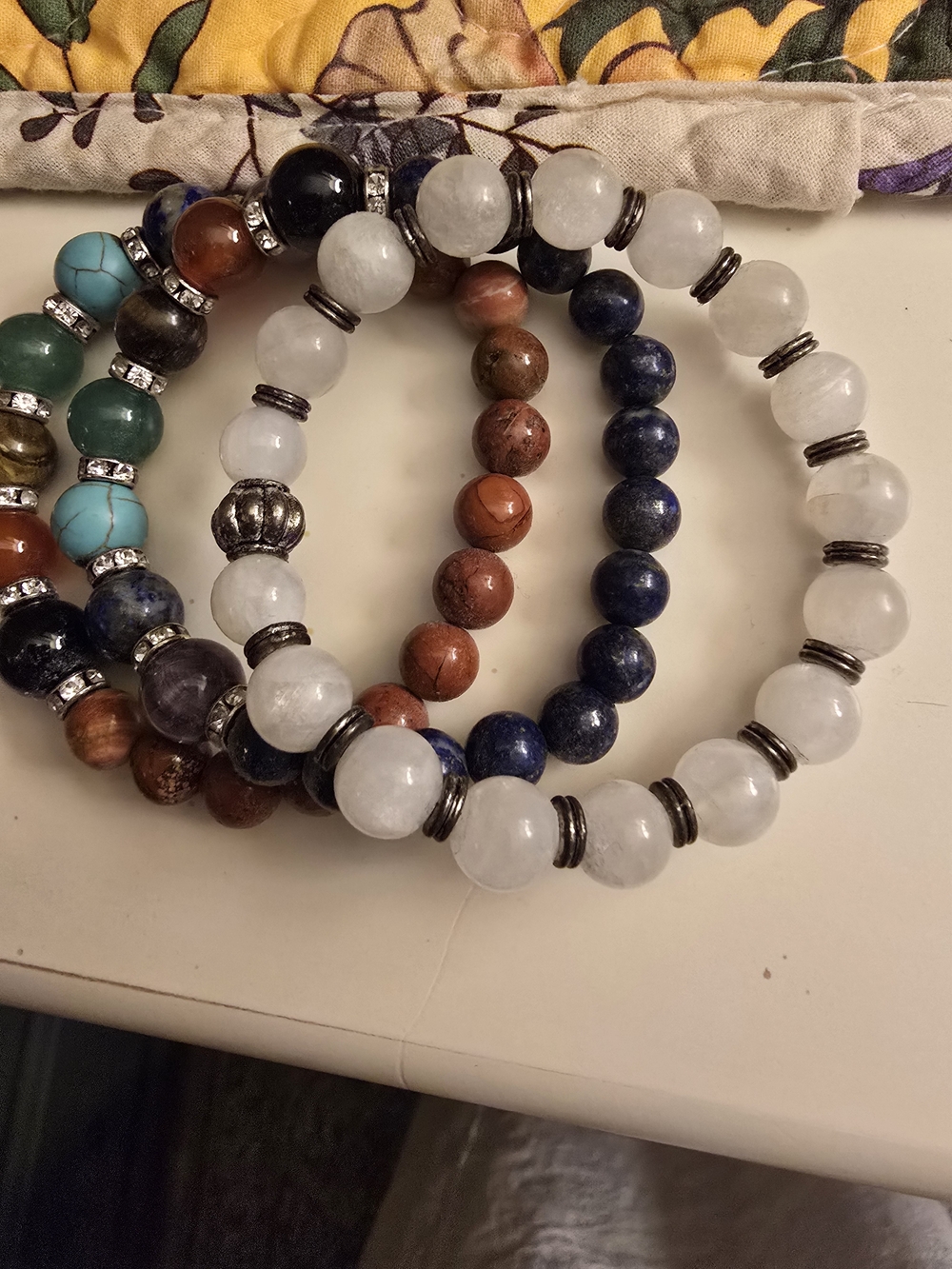 Women’s White Bead Stretch Bracelet